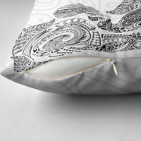 Aotearoa Moko Tribal Tattoo Pillow Cover New Zealand Maori Penguin and Fantail White Color