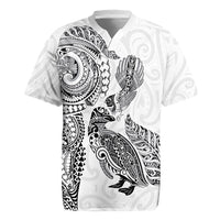 Aotearoa Moko Tribal Tattoo Rugby Jersey New Zealand Maori Penguin and Fantail White Color