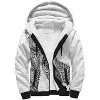 Aotearoa Moko Tribal Tattoo Sherpa Hoodie New Zealand Maori Penguin and Fantail White Color