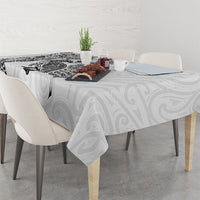 Aotearoa Moko Tribal Tattoo Tablecloth New Zealand Maori Penguin and Fantail White Color