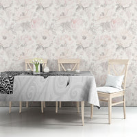 Aotearoa Moko Tribal Tattoo Tablecloth New Zealand Maori Penguin and Fantail White Color