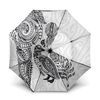 Aotearoa Moko Tribal Tattoo Umbrella New Zealand Maori Penguin and Fantail White Color