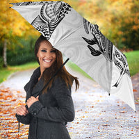 Aotearoa Moko Tribal Tattoo Umbrella New Zealand Maori Penguin and Fantail White Color