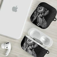 Aotearoa Moko Tribal Tattoo AirPods Case New Zealand Maori Penguin and Fantail Black Color