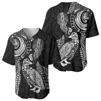 Aotearoa Moko Tribal Tattoo Baseball Jersey New Zealand Maori Penguin and Fantail Black Color