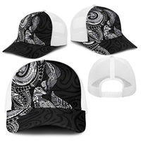 Aotearoa Moko Tribal Tattoo Baseball Net Cap New Zealand Maori Penguin and Fantail Black Color
