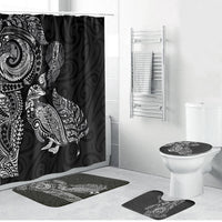 Aotearoa Moko Tribal Tattoo Bathroom Set New Zealand Maori Penguin and Fantail Black Color