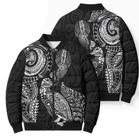 Aotearoa Moko Tribal Tattoo Bomber Puffer Jacket New Zealand Maori Penguin and Fantail Black Color LT03 - Polynesian Pride