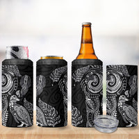 Aotearoa Moko Tribal Tattoo 4 in 1 Can Cooler Tumbler New Zealand Maori Penguin and Fantail Black Color