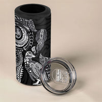 Aotearoa Moko Tribal Tattoo 4 in 1 Can Cooler Tumbler New Zealand Maori Penguin and Fantail Black Color
