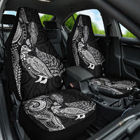 Aotearoa Moko Tribal Tattoo Car Seat Cover New Zealand Maori Penguin and Fantail Black Color
