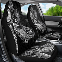 Aotearoa Moko Tribal Tattoo Car Seat Cover New Zealand Maori Penguin and Fantail Black Color