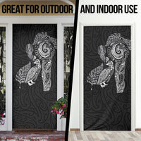 Aotearoa Moko Tribal Tattoo Door Cover New Zealand Maori Penguin and Fantail Black Color
