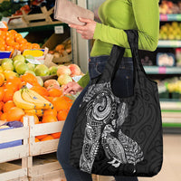Aotearoa Moko Tribal Tattoo Grocery Bag New Zealand Maori Penguin and Fantail Black Color