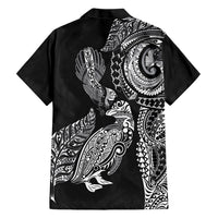 Aotearoa Moko Tribal Tattoo Hawaiian Shirt New Zealand Maori Penguin and Fantail Black Color