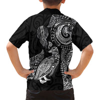 Aotearoa Moko Tribal Tattoo Hawaiian Shirt New Zealand Maori Penguin and Fantail Black Color