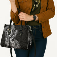 Aotearoa Moko Tribal Tattoo Leather Bag New Zealand Maori Penguin and Fantail Black Color