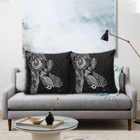 Aotearoa Moko Tribal Tattoo Pillow Cover New Zealand Maori Penguin and Fantail Black Color