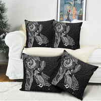 Aotearoa Moko Tribal Tattoo Pillow Cover New Zealand Maori Penguin and Fantail Black Color