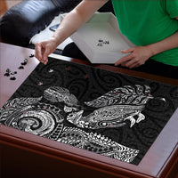 Aotearoa Moko Tribal Tattoo Puzzle New Zealand Maori Penguin and Fantail Black Color