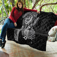 Aotearoa Moko Tribal Tattoo Quilt New Zealand Maori Penguin and Fantail Black Color