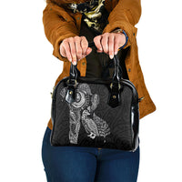Aotearoa Moko Tribal Tattoo Shoulder Handbag New Zealand Maori Penguin and Fantail Black Color