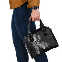Aotearoa Moko Tribal Tattoo Shoulder Handbag New Zealand Maori Penguin and Fantail Black Color