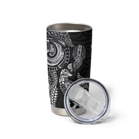 Aotearoa Moko Tribal Tattoo Tumbler Cup New Zealand Maori Penguin and Fantail Black Color