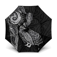 Aotearoa Moko Tribal Tattoo Umbrella New Zealand Maori Penguin and Fantail Black Color