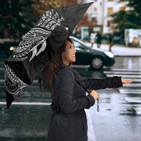 Aotearoa Moko Tribal Tattoo Umbrella New Zealand Maori Penguin and Fantail Black Color