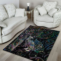 Aotearoa Moko Tribal Tattoo Area Rug New Zealand Maori Penguin and Fantail Paua Shell Style LT03 - Polynesian Pride