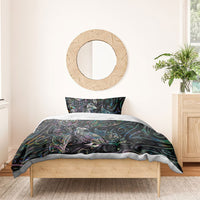 Aotearoa Moko Tribal Tattoo Bedding Set New Zealand Maori Penguin and Fantail Paua Shell Style