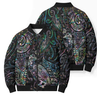 Aotearoa Moko Tribal Tattoo Bomber Puffer Jacket New Zealand Maori Penguin and Fantail Paua Shell Style