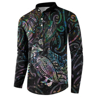 Aotearoa Moko Tribal Tattoo Button Sweatshirt New Zealand Maori Penguin and Fantail Paua Shell Style