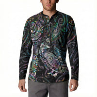 Aotearoa Moko Tribal Tattoo Button Sweatshirt New Zealand Maori Penguin and Fantail Paua Shell Style