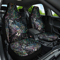 Aotearoa Moko Tribal Tattoo Car Seat Cover New Zealand Maori Penguin and Fantail Paua Shell Style