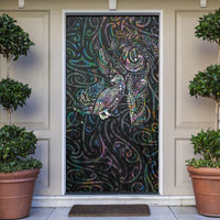 Aotearoa Moko Tribal Tattoo Door Cover New Zealand Maori Penguin and Fantail Paua Shell Style