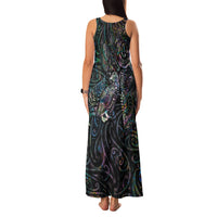 Aotearoa Moko Tribal Tattoo Family Matching Tank Maxi Dress and Hawaiian Shirt New Zealand Maori Penguin and Fantail Paua Shell Style
