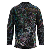 Aotearoa Moko Tribal Tattoo Hockey Jersey New Zealand Maori Penguin and Fantail Paua Shell Style
