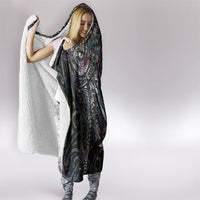 Aotearoa Moko Tribal Tattoo Hooded Blanket New Zealand Maori Penguin and Fantail Paua Shell Style