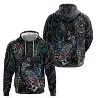 Aotearoa Moko Tribal Tattoo Hoodie New Zealand Maori Penguin and Fantail Paua Shell Style