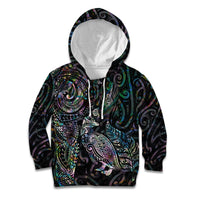Aotearoa Moko Tribal Tattoo Kid Hoodie New Zealand Maori Penguin and Fantail Paua Shell Style