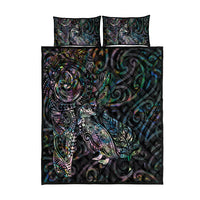 Aotearoa Moko Tribal Tattoo Quilt Bed Set New Zealand Maori Penguin and Fantail Paua Shell Style