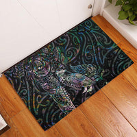 Aotearoa Moko Tribal Tattoo Rubber Doormat New Zealand Maori Penguin and Fantail Paua Shell Style