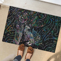 Aotearoa Moko Tribal Tattoo Rubber Doormat New Zealand Maori Penguin and Fantail Paua Shell Style