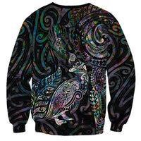 Aotearoa Moko Tribal Tattoo Sweatshirt New Zealand Maori Penguin and Fantail Paua Shell Style