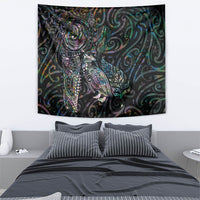 Aotearoa Moko Tribal Tattoo Tapestry New Zealand Maori Penguin and Fantail Paua Shell Style