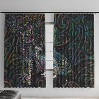 Aotearoa Moko Tribal Tattoo Window Curtain New Zealand Maori Penguin and Fantail Paua Shell Style
