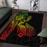 Aotearoa Moko Tribal Tattoo Area Rug New Zealand Maori Penguin and Fantail Reggae Style