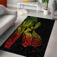 Aotearoa Moko Tribal Tattoo Area Rug New Zealand Maori Penguin and Fantail Reggae Style